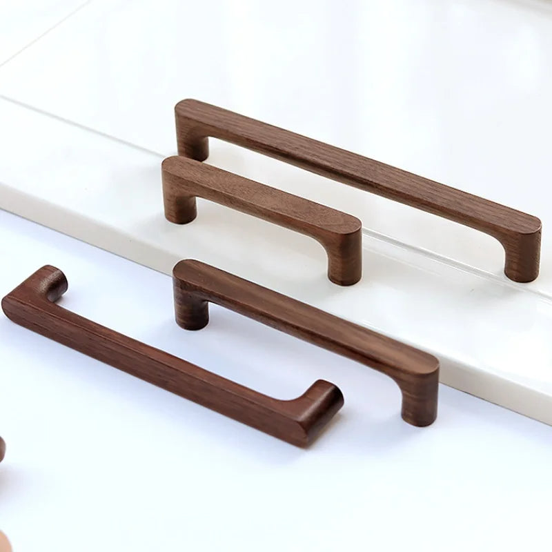 Minimalist Walnut Wood Cabinet Handles Drawer Pulls