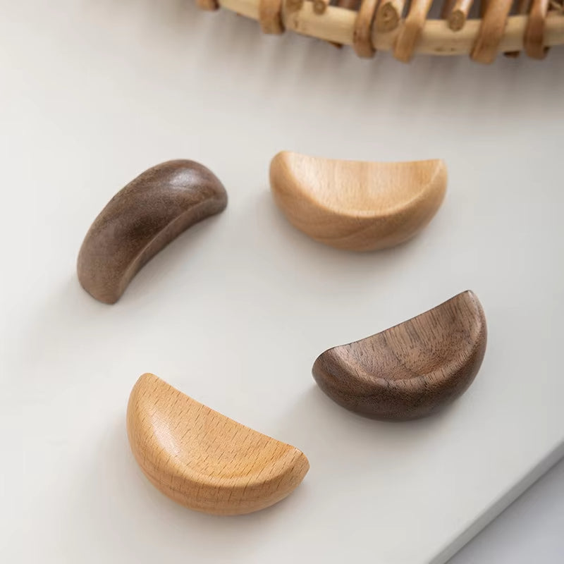 Modern Wooden Cabinet Handles Simple Solid Wood Wardrobe Pulls