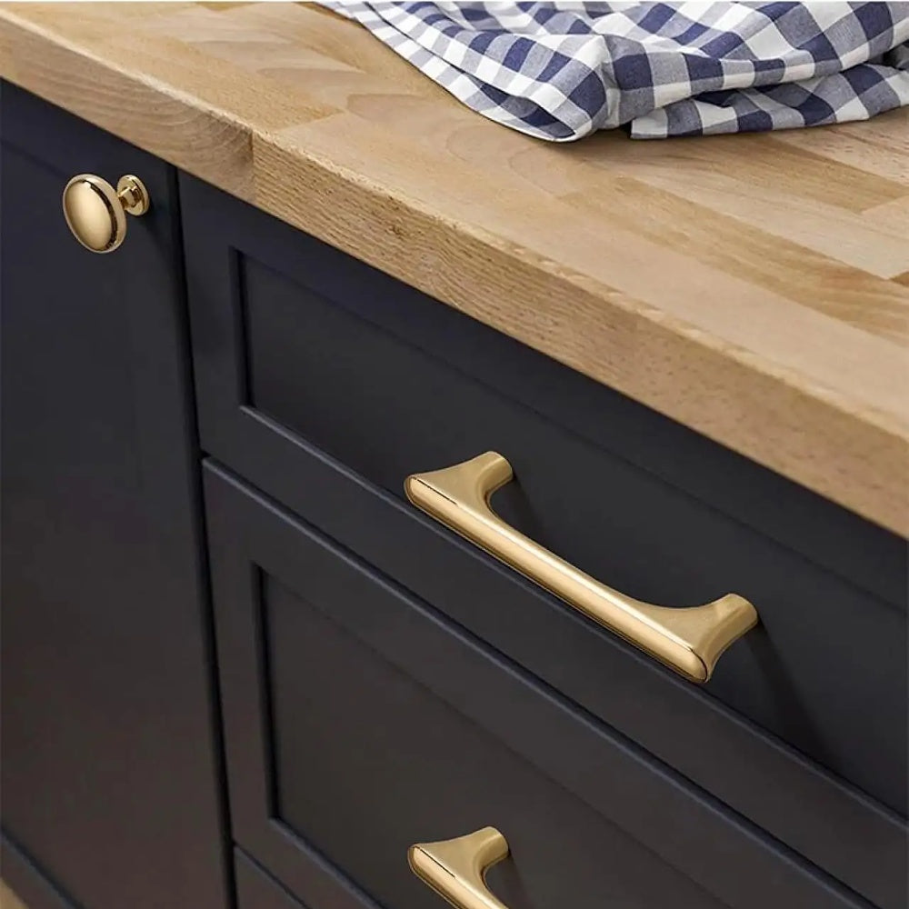 Polished Gold Zinc Alloy Cabinet Handles For Kitchen