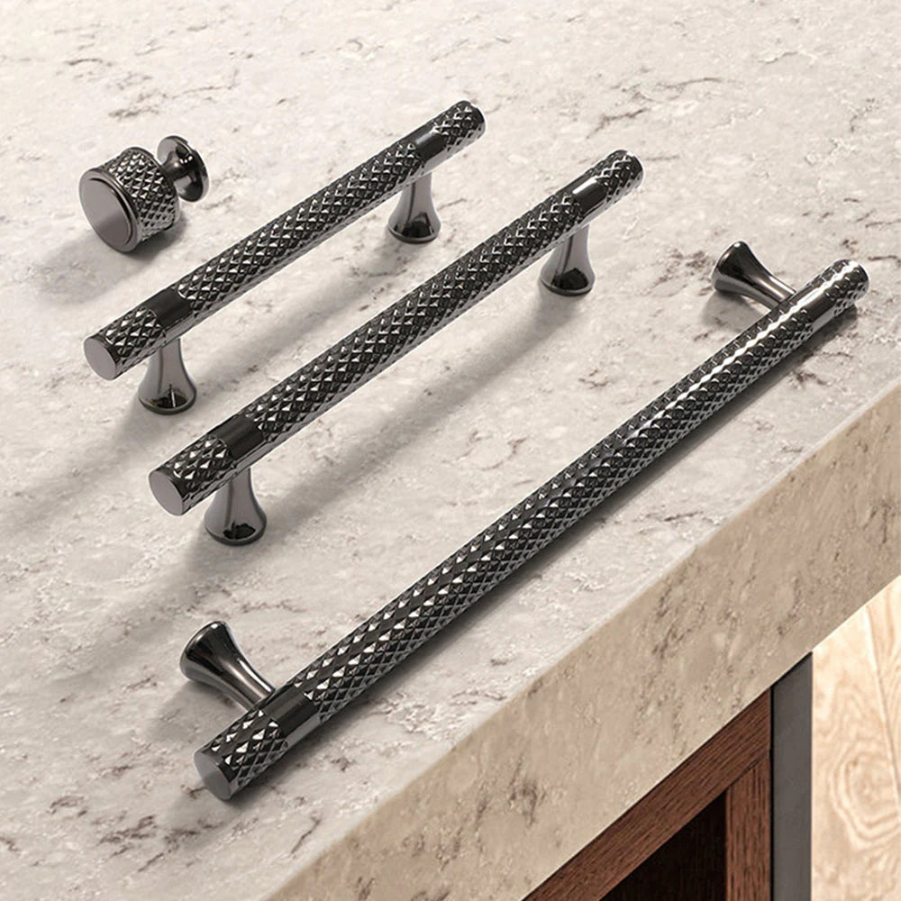Black Knurled Diamond Design Furniture Cupboard Bar Handle
