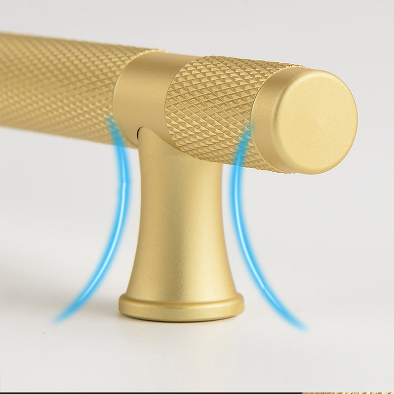 Gold Solid Brass Knurled Bar Cupboard Cabinet Handles