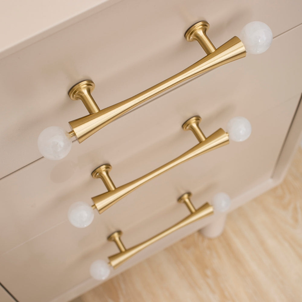 Luxury White Crystal Brass Wardrobe Pulls