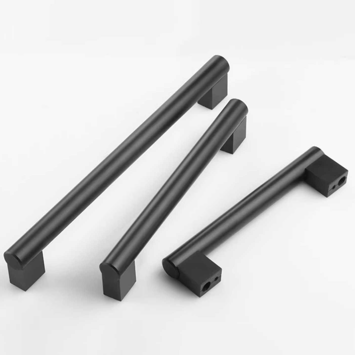 Minimalist Matte Black Finish Aluminum Cabinet Handles For Kitchen