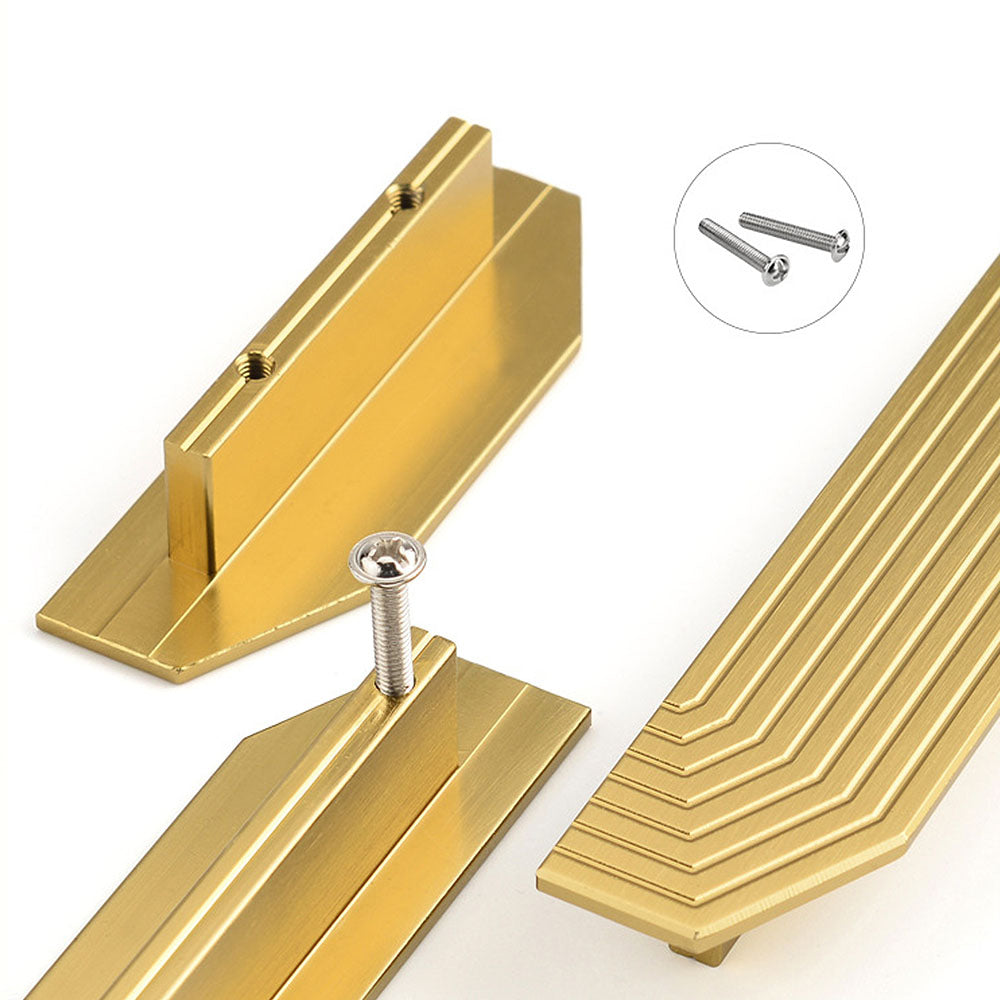 Rectangle Gold Aluminum Alloy Modern Kitchen Cabinet Handles Pulls