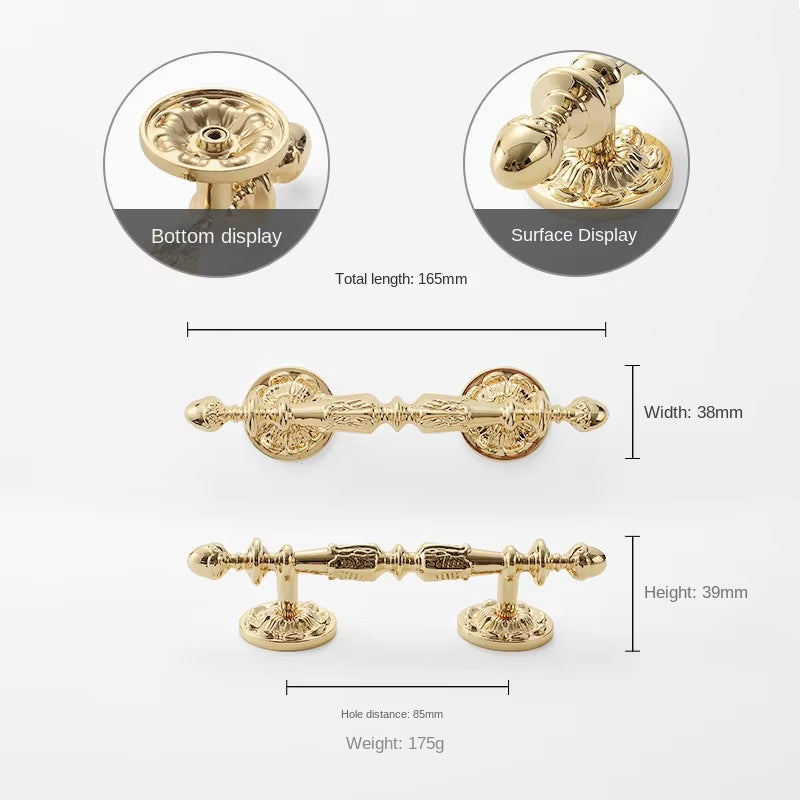 Polished Gold Cabinet Handles and Knobs Vintage French Door Pulls