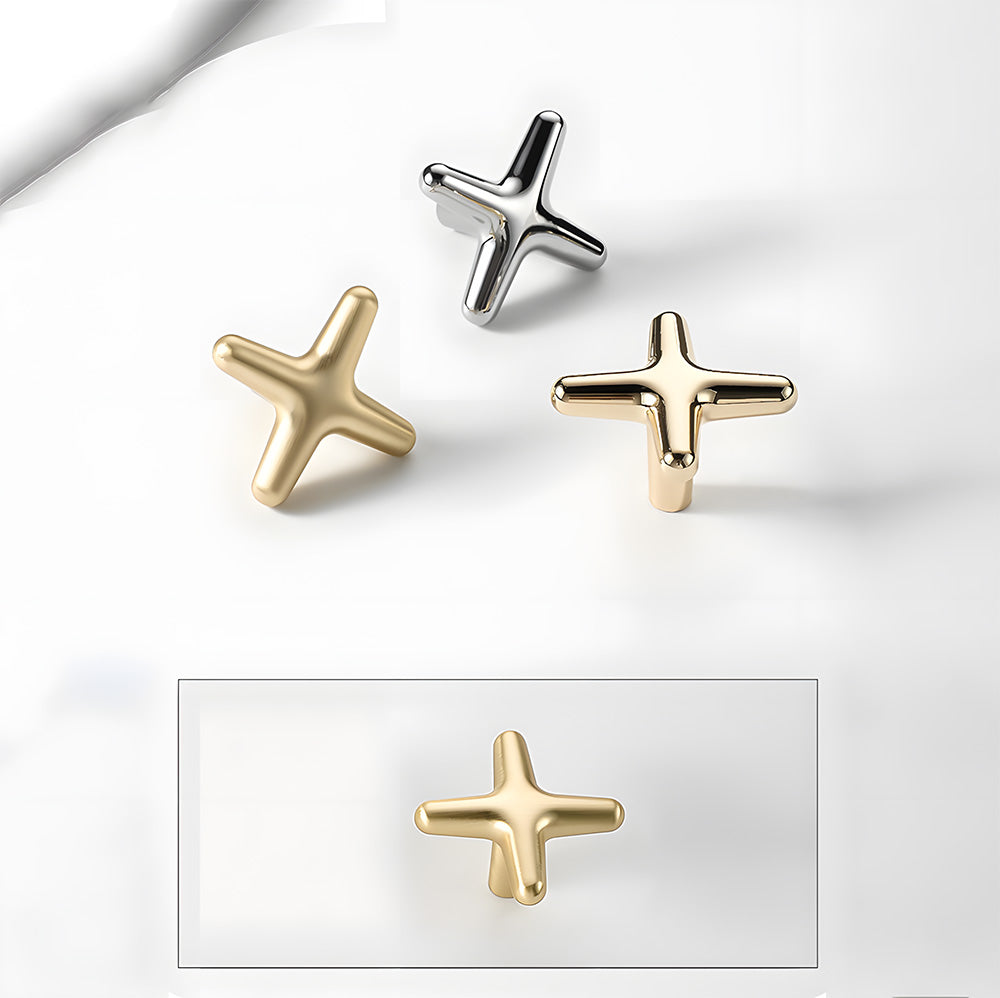 Polished Silver Aluminium Star Cupboard Handles & Cabinet Knobs