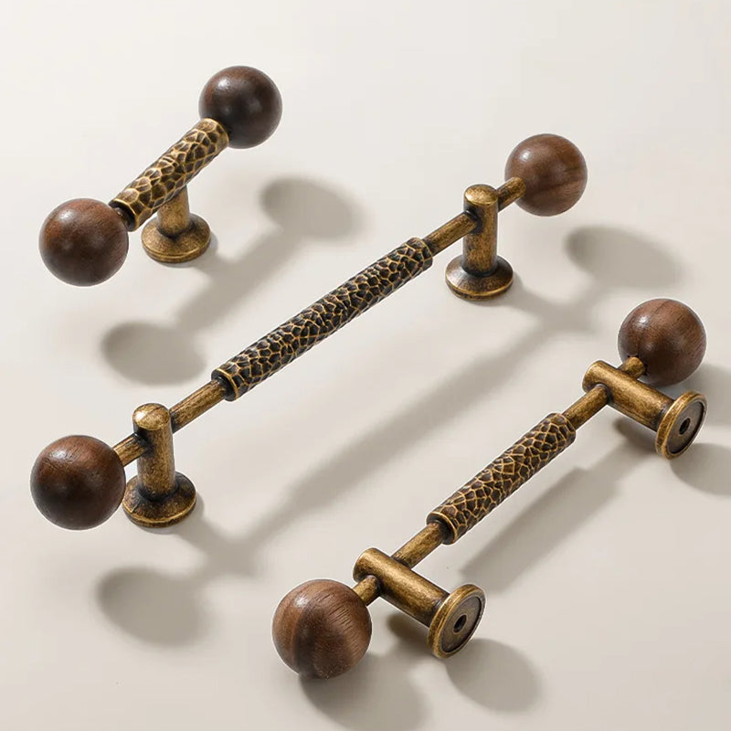 Vintage Walnut Cabinet Handles for Kitchen and Wardrobe