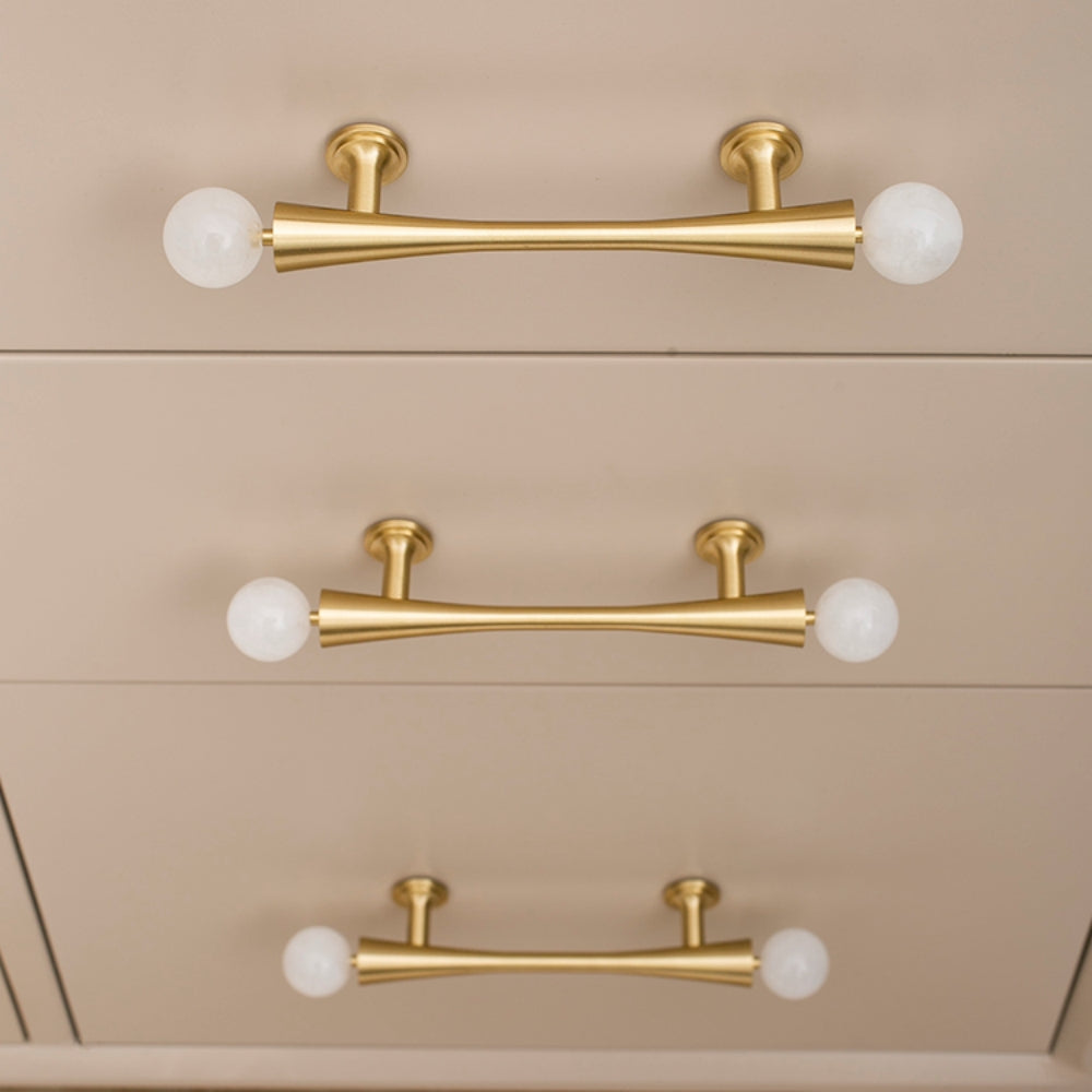 Luxury White Crystal Brass Wardrobe Pulls