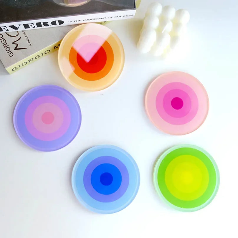 5 Pack Acrylic Anti-Slip Gradient Color Coaster