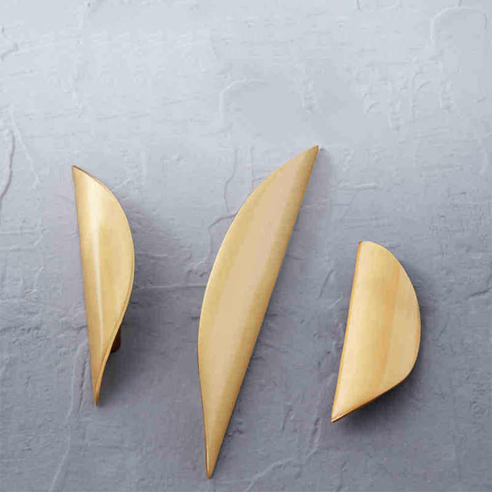 Gold Curved Finger Pull Wardrobe Handles