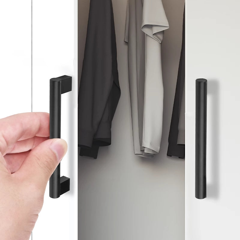 Minimalist Matte Black Finish Aluminum Cabinet Handles For Kitchen