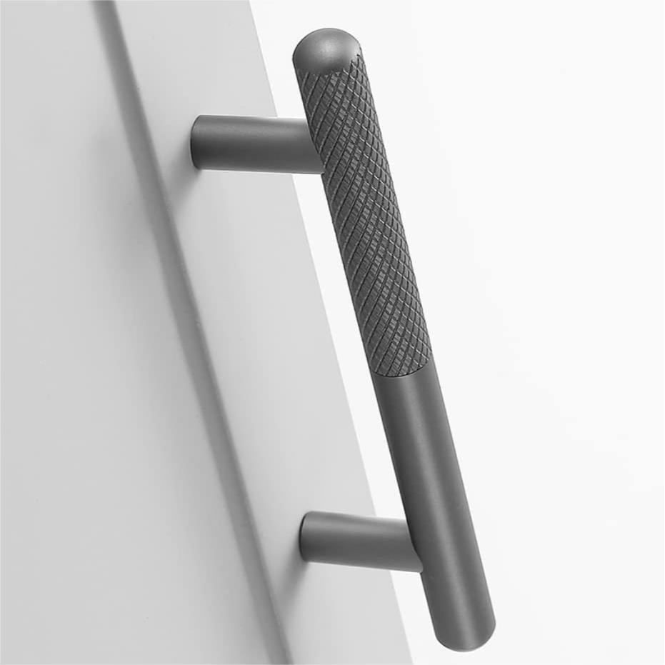 Grey Matte Finish Knurled Kitchen Cabinet Bar Handles