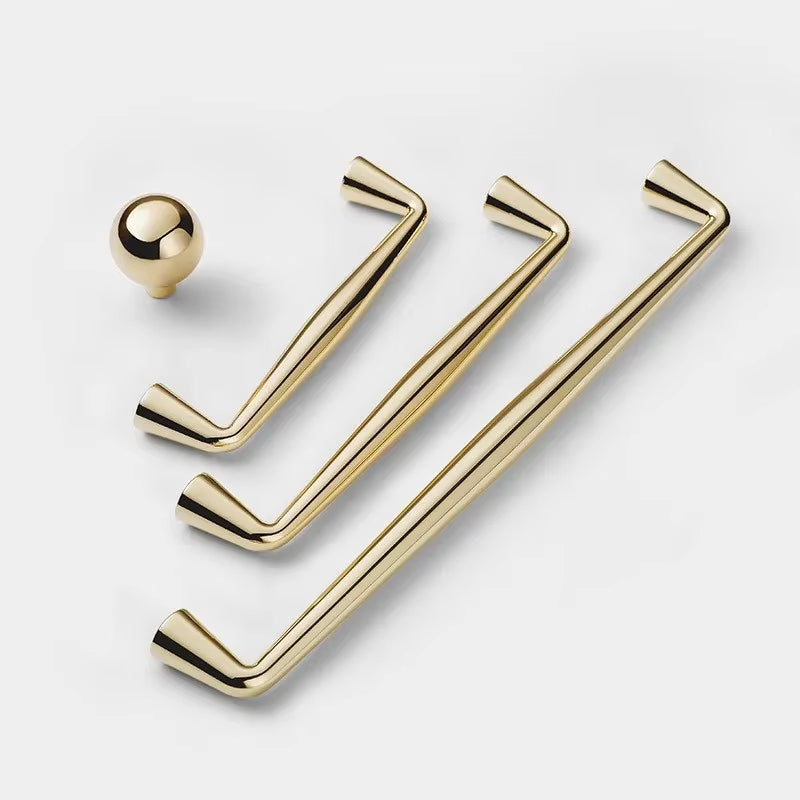Bright Gold Zinc Alloy Cabinet Handles for Wardrobes Drawers