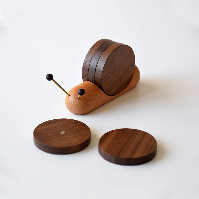 1 Set Wood Cup Mat Snail Shaped Tea Coaster