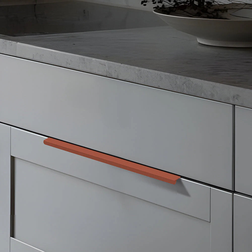 Orange Aluminium Kitchen Cabinet Profile Edge Pull Handles