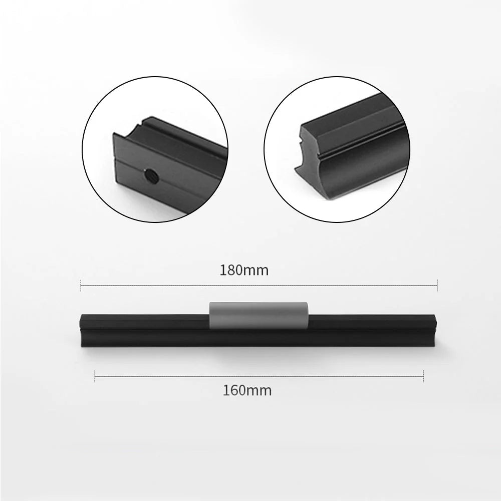 Matt Black Grey Finish Aluminium Cabinet Drawer Pull Handles