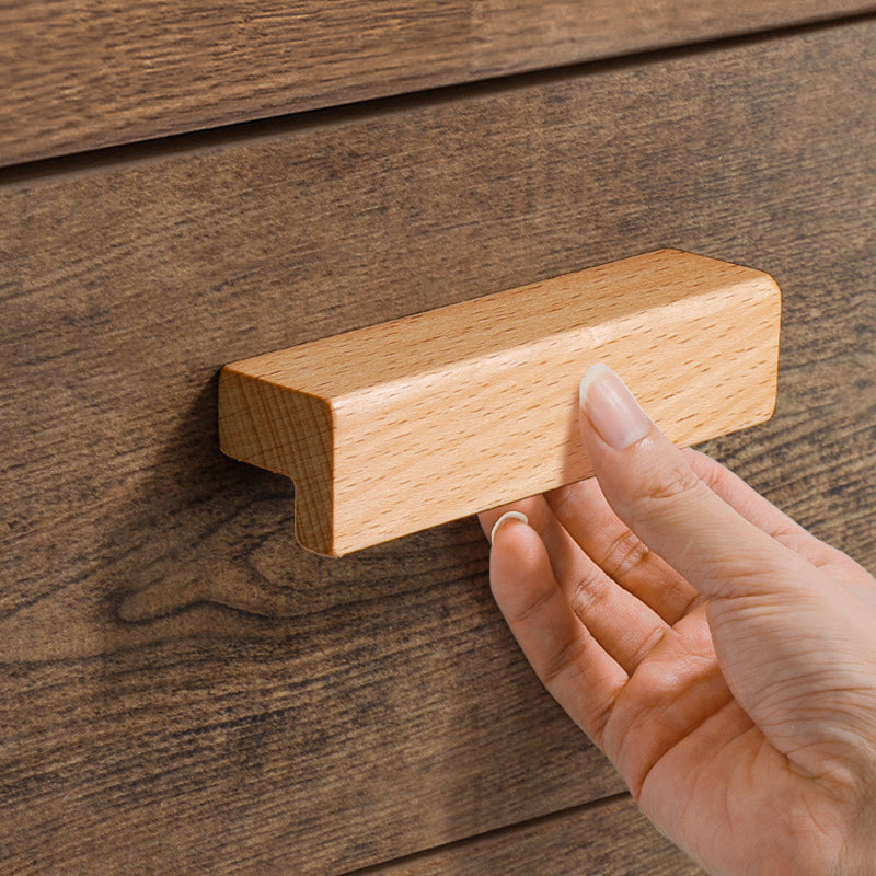 Beech Wooden Wardrobe Door Handles Kitchen Drawer Pulls