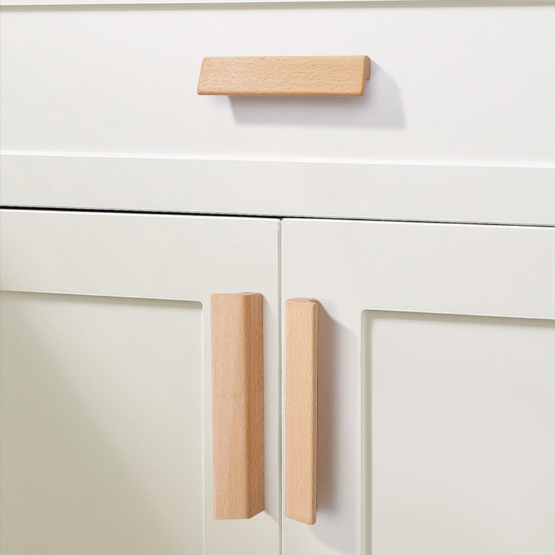 Natural Beech Wooden Cabinet Handles Wardrobe Drawer Pulls