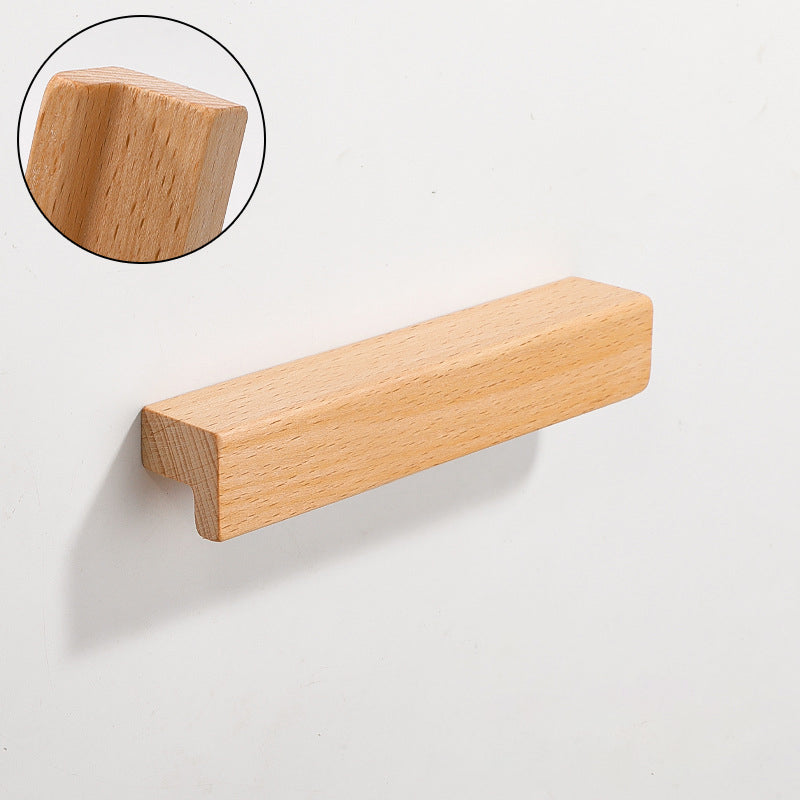 Beech Wooden Wardrobe Door Handles Kitchen Drawer Pulls