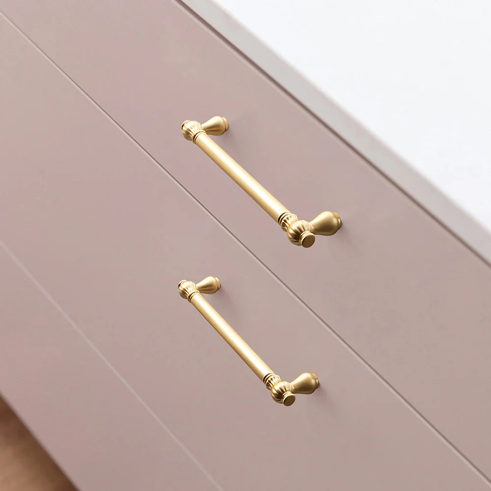Gold Satin Finish Pumpkin Shape Cupboard Door T Bar Pull Handles