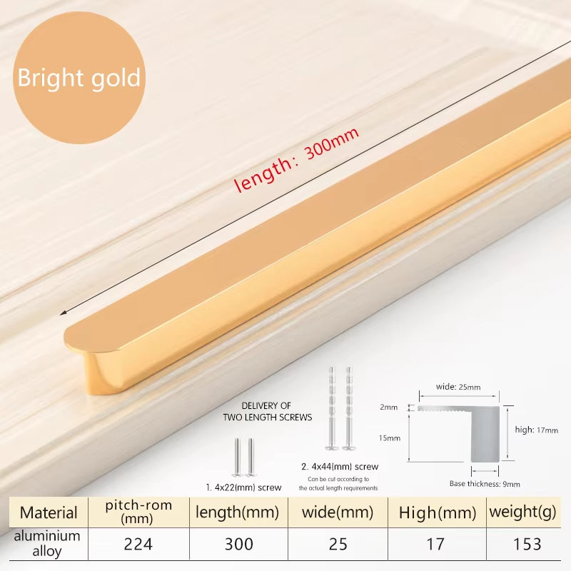 Modern Gold Aluminum Alloy Cupboard Handles Cabinet Drawer Door Pulls