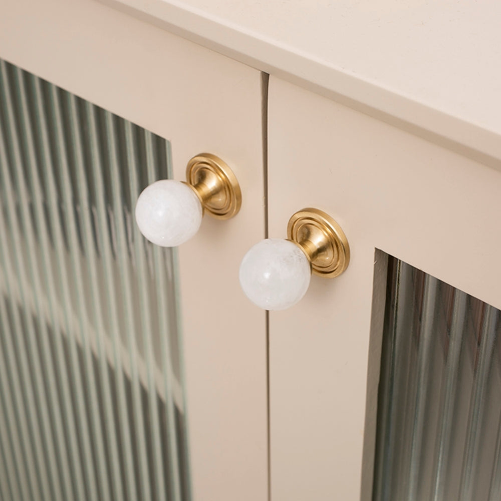 Luxury White Crystal Brass Wardrobe Pulls