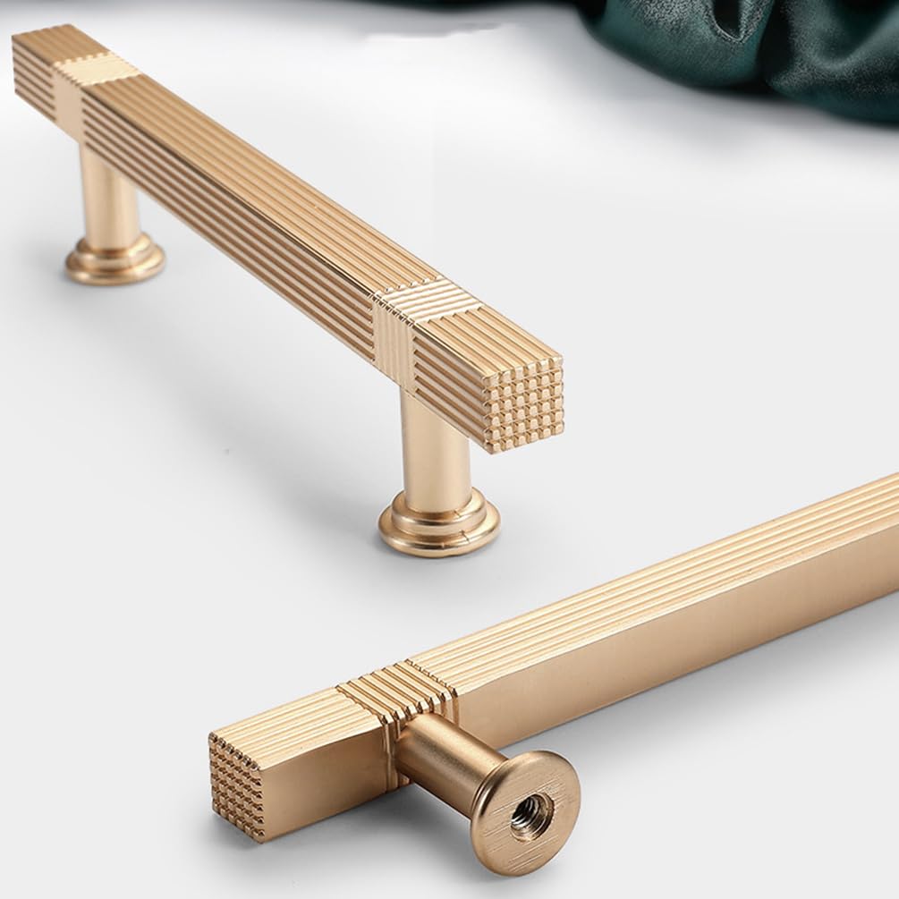 Gold Stain Finish Knurled Design Kitchen Cabinet Bar Pull Handles