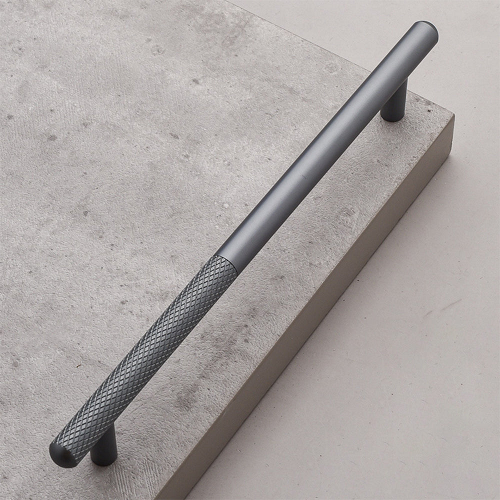 Grey Matte Finish Knurled Kitchen Cabinet Bar Handles