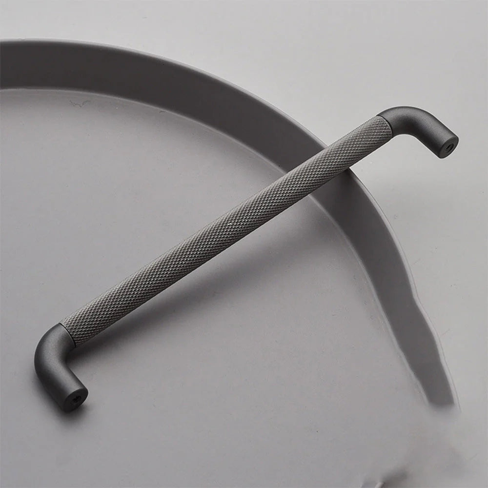 Matt Grey Finish Knurled Design Kitchen Cupboard Door Bar Handles