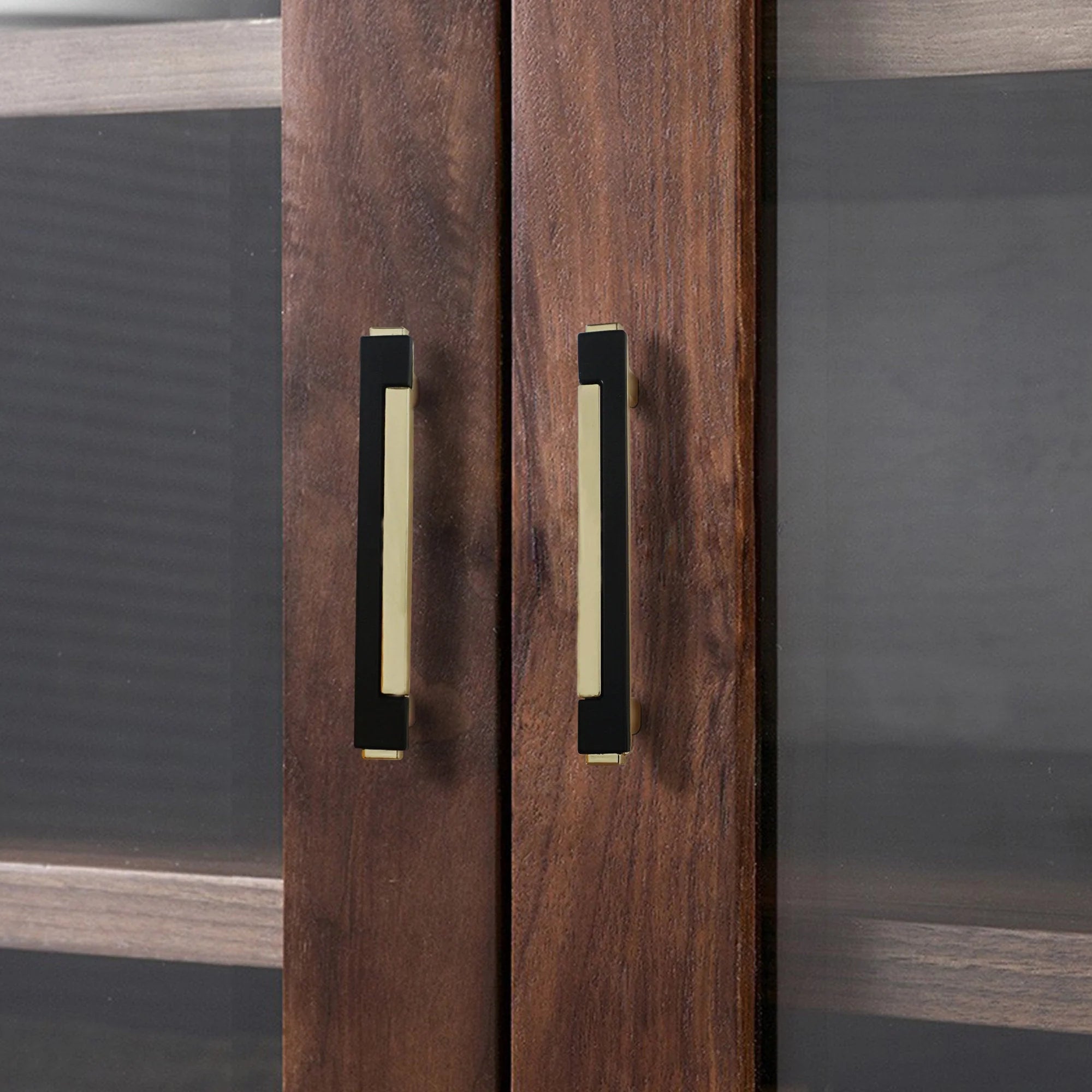 Black Gold Zinc Alloy Square Bar Pull Handle for Kitchen