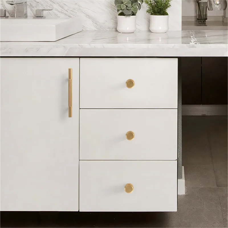 Gold Aluminum Knurled Bar Kitchen Cabinet Pull Handles