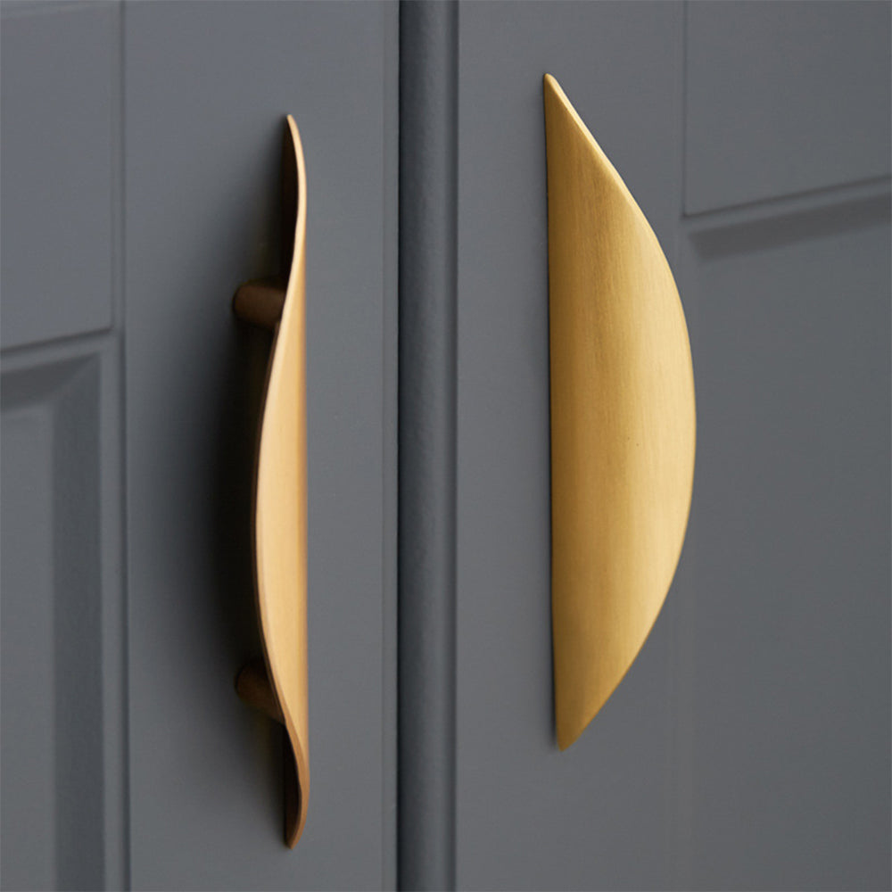 Gold Curved Finger Pull Wardrobe Handles