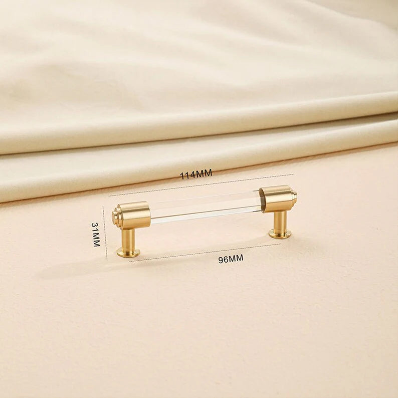 Hexagon Crystal Cabinet Drawer Handle with Gold Brass for Kitchen