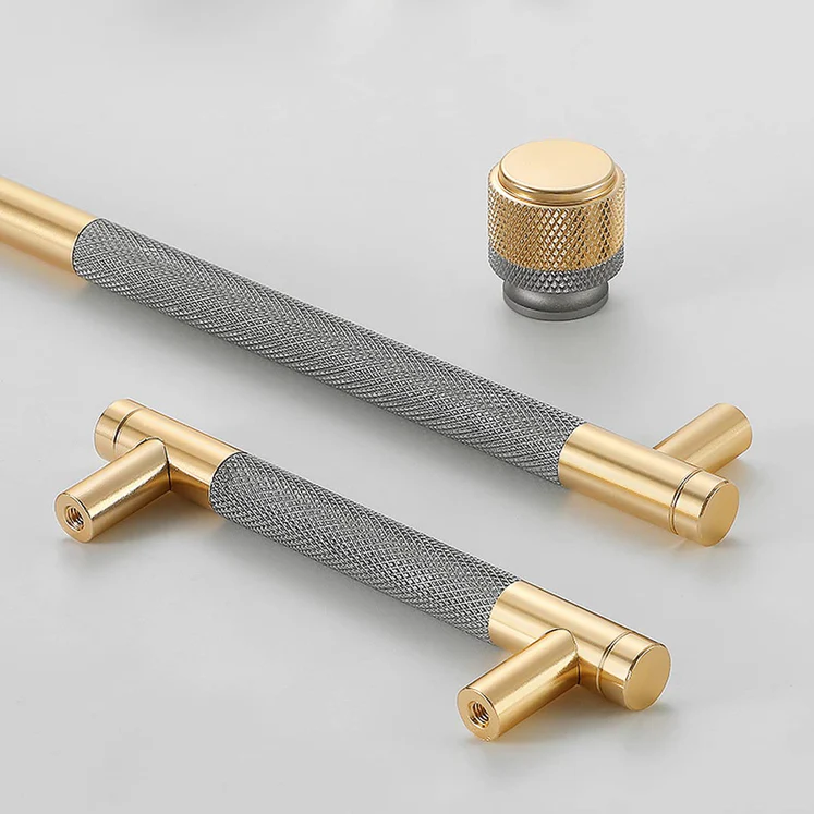 Silver Knurled Aluminum Bar Kitchen Drawer Cabinet Handles Pulls