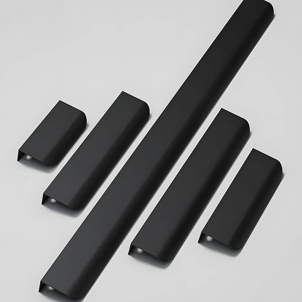 6 Pack Matte Black Finish Aluminium Cabinet Profile Edge Pull Handles
