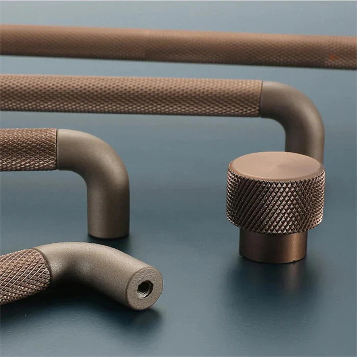 Brown Knurled Design Cupboard Door T Bar Pull Handles