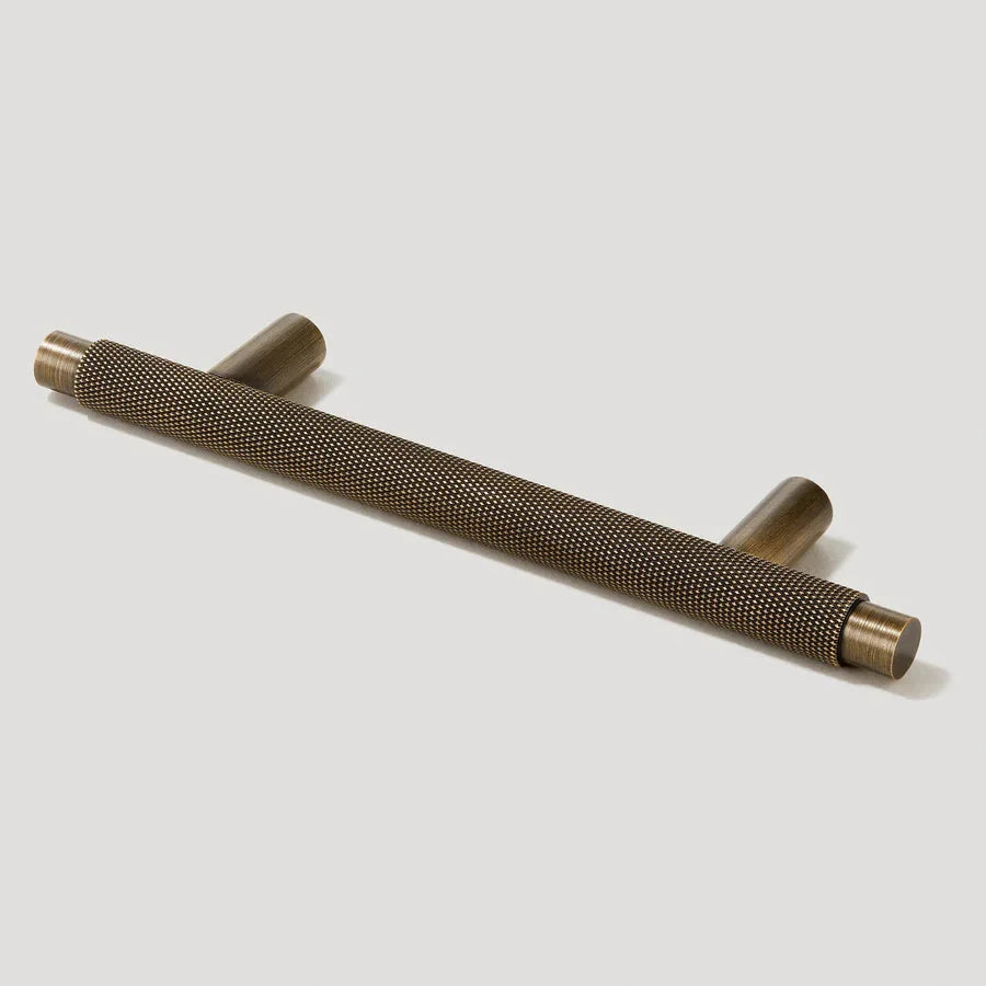 Antique Bronze Knurled T Bar Cabinet Handle Solid Brass for Kitchen