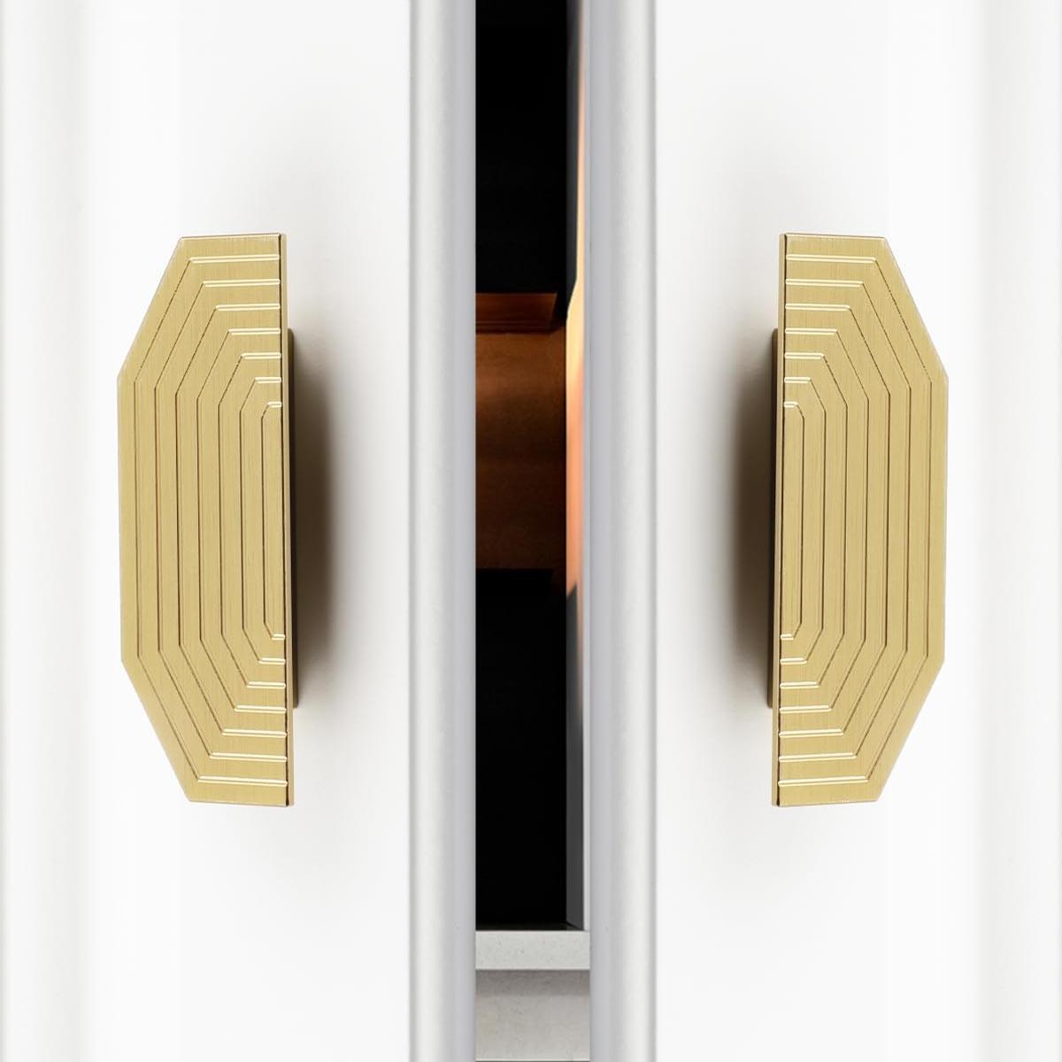 Rectangle Gold Aluminum Alloy Modern Kitchen Cabinet Handles Pulls