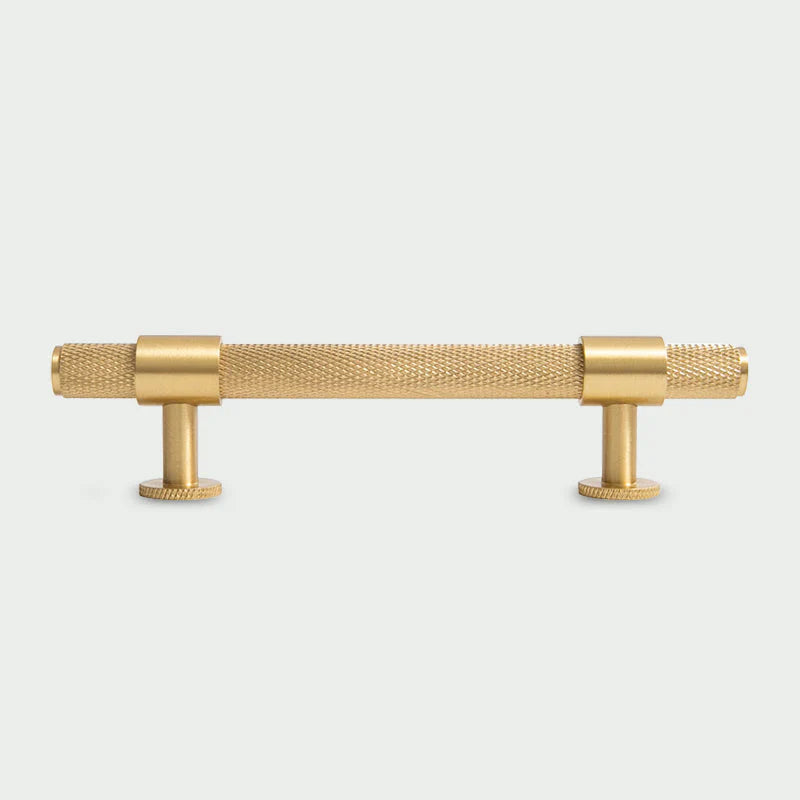 Brushed Brass Finish Knurled T-Bar Kitchen Cabinet Bar Handles
