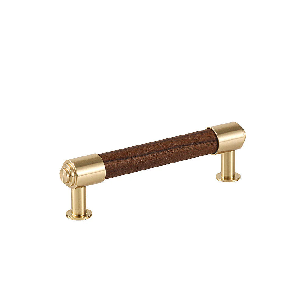 Walnut Wood Cabinet Drawer Handle with Gold Brass for Kitchen