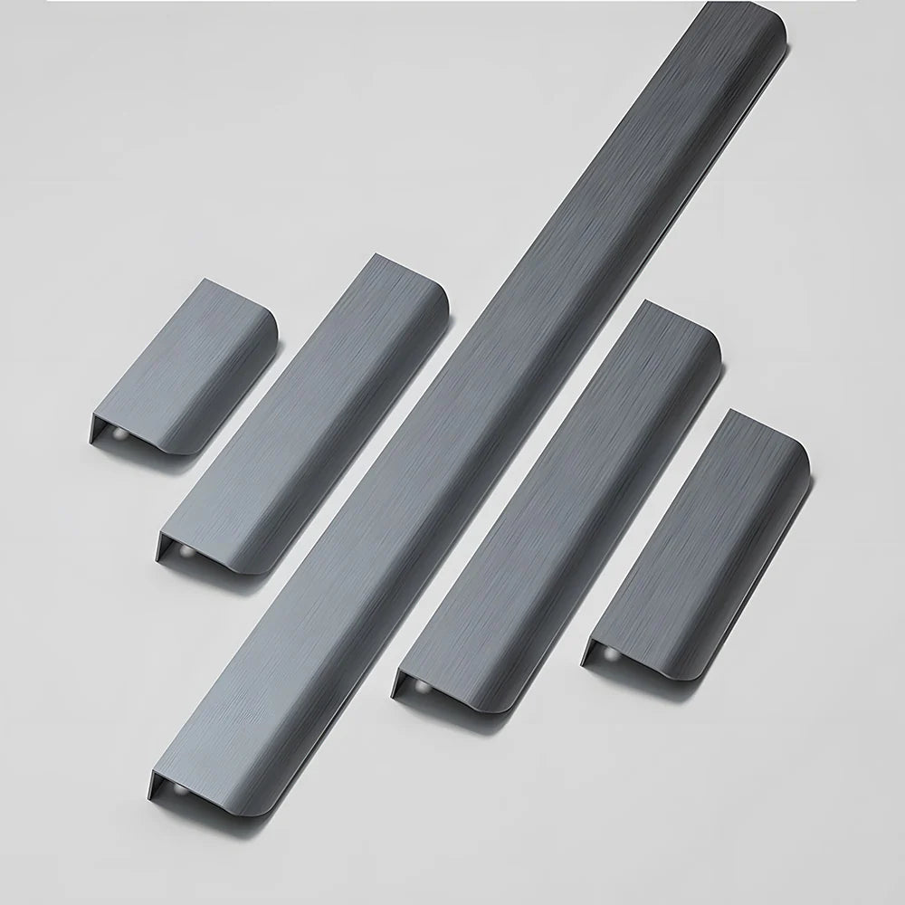 6 Pack Grey Aluminium Kitchen Cabinet Profile Edge Pull Handles