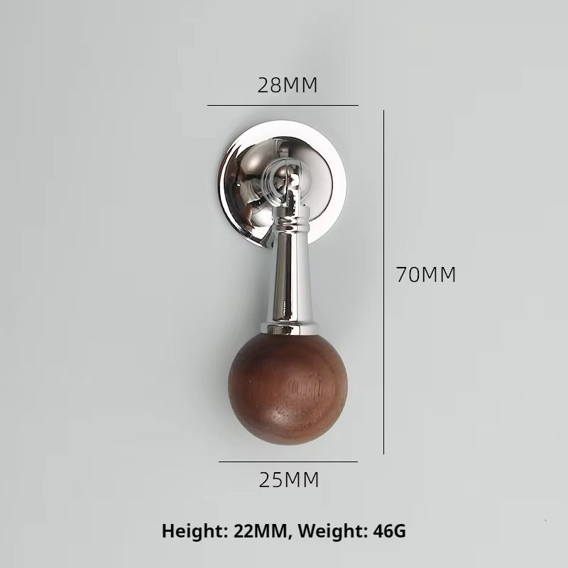 Nordic Chromium-plated Brass Walnut Cabinet Handles and Drawer Pulls