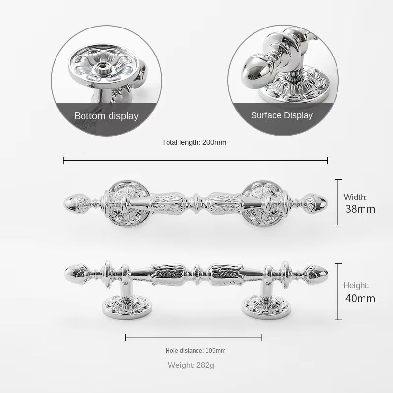 Polished Silver Cabinet Handles and Knobs French Luxury Door Pulls
