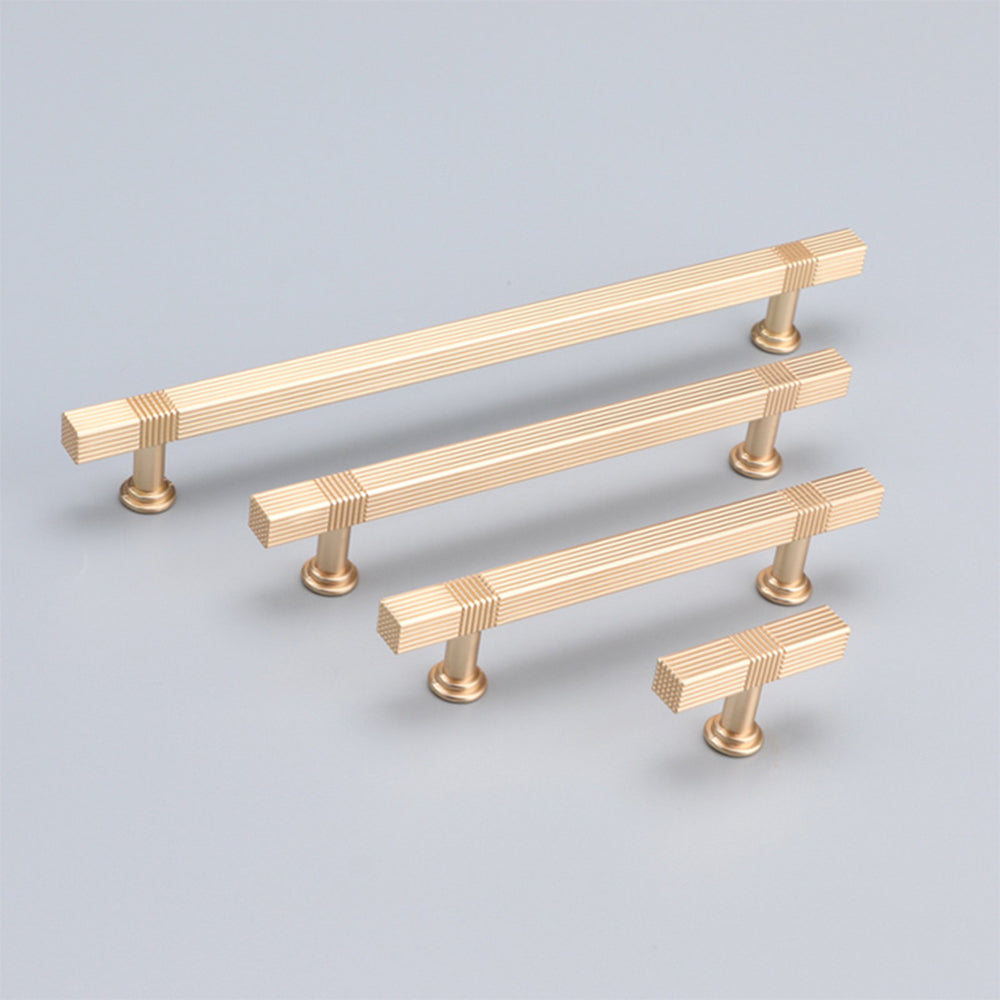 Gold Stain Finish Knurled Design Kitchen Cabinet Bar Pull Handles