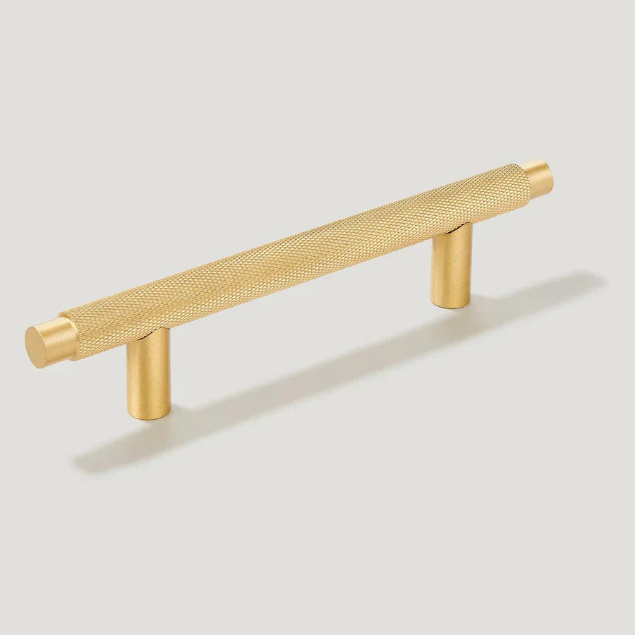 Gold Knurled T Bar Cabinet Handle Solid Brass