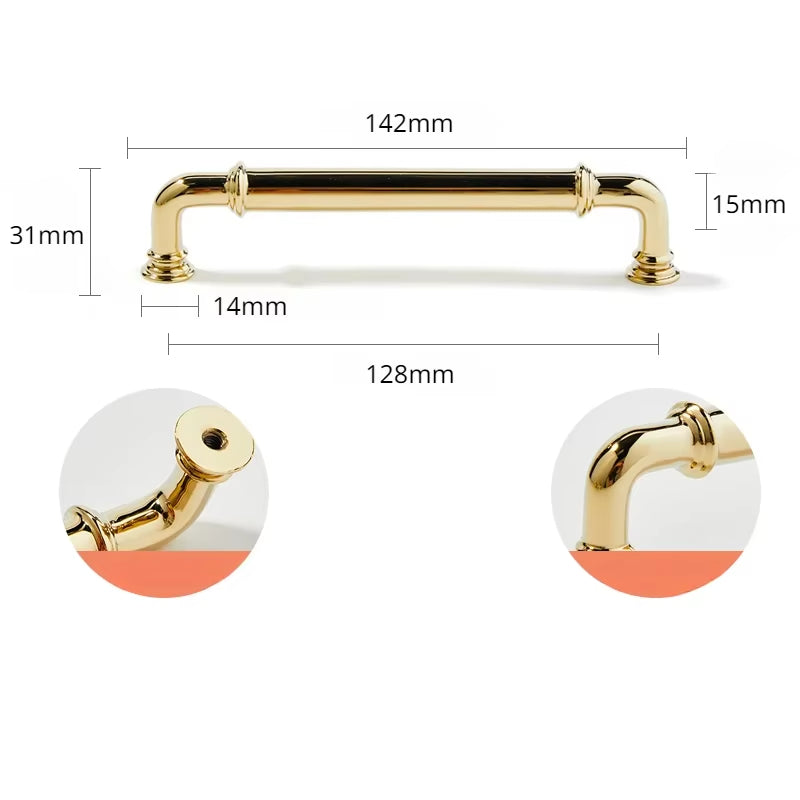 Gold Brass Cabinet Handles Kitchen Drawer Pulls T Bar Furniture Handles