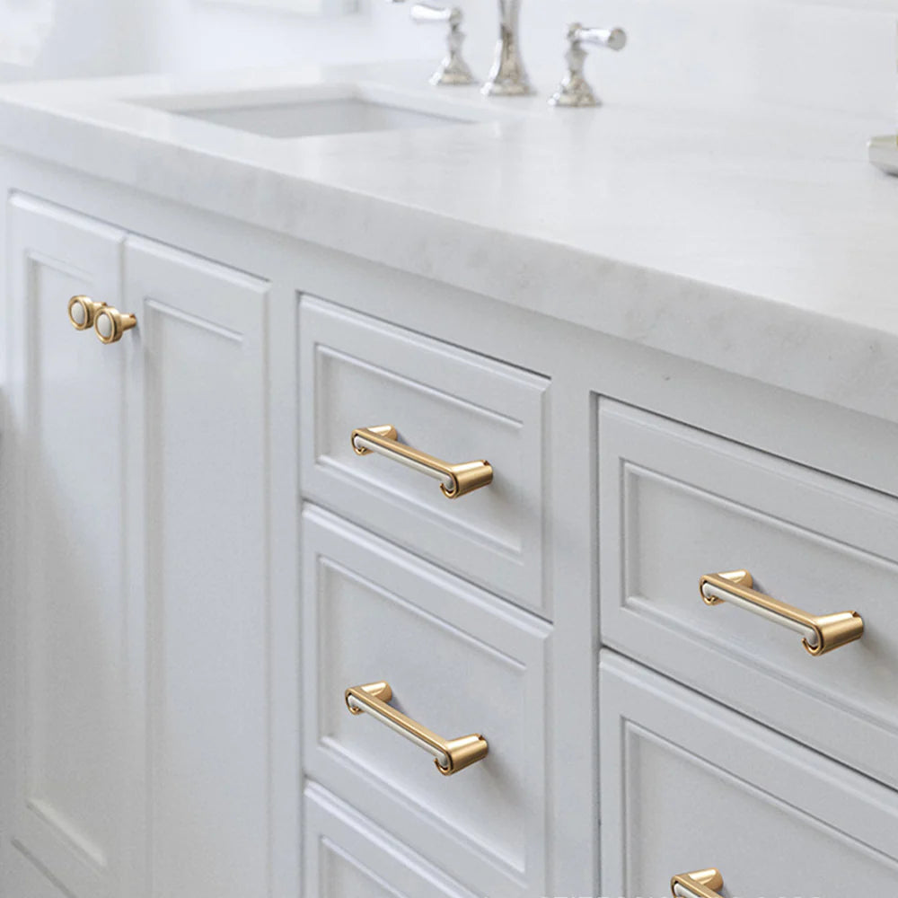White and Gold Stain Finish Furniture Cabinet T Bar Pull Handles