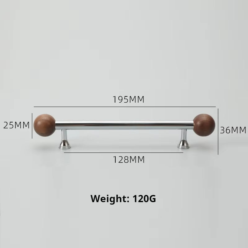 Nordic Chromium-plated Brass Walnut Cabinet Handles and Drawer Pulls