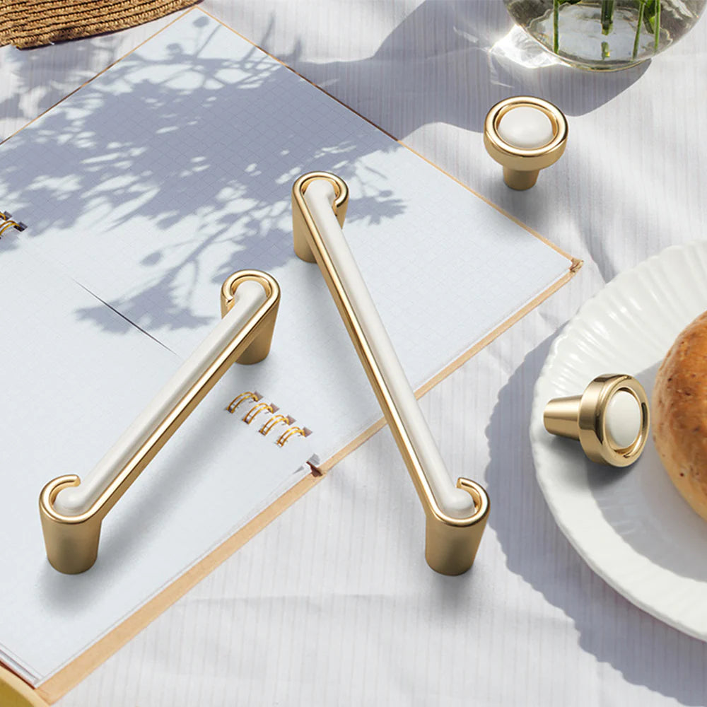White and Gold Stain Finish Furniture Cabinet T Bar Pull Handles