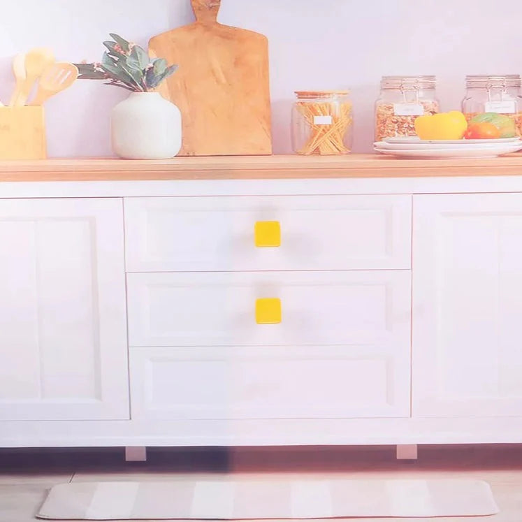 Yellow Ceramic Square Shape Children's Cabinet Drawer Knobs